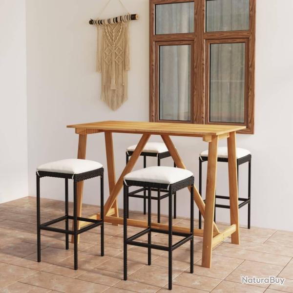 Ensemble de bar de jardin avec coussins 5 pcs Noir