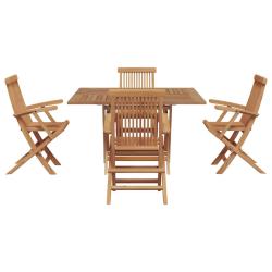 Ensemble de salle &agrave; manger pour jardin Marron Teck massif