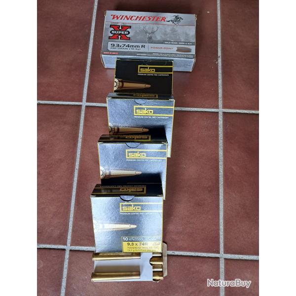 lot de 57 �tuis cal. 9.3x74R tir�s 1 fois