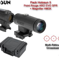 Pack Holosun 6 - Point Rouge ARO EVO SPR + Magnifier HM3X avec mallette