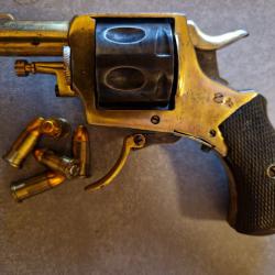 revolver Bulldog cal.320 dor&eacute; &agrave; l'or fin avec son &eacute;tui en cuir v&eacute;ritable