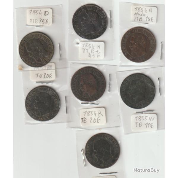 lot de monnaies de 5 centimes Napol�on III de T B a T T B