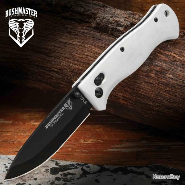 Couteau Bushmaster Explorer Lame Acier S35VN Manche G10 Blanc Liner Lock Clip UC3676
