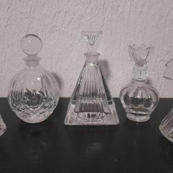 5 anciens flacons parfum cristal