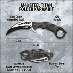 Couteau United Cutlery M48 Steel Titan Karambit Lame Acier D2 Hawkbill Manche G10 UC3602