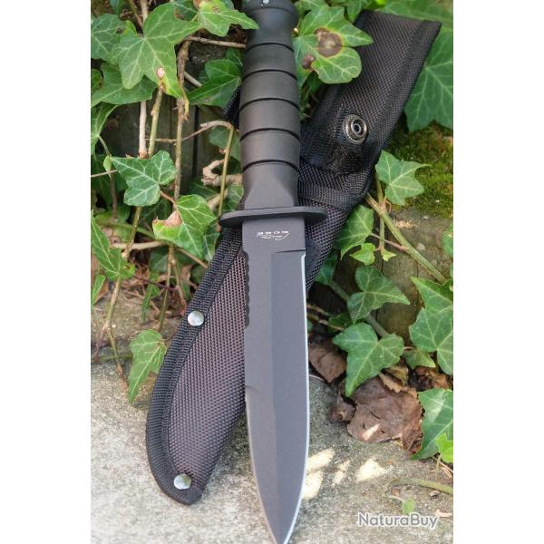 Couteau Tactical Dague Poignard Serr Lame Acier 3Cr13 Manche Caoutchouc Etui Nylon 1627