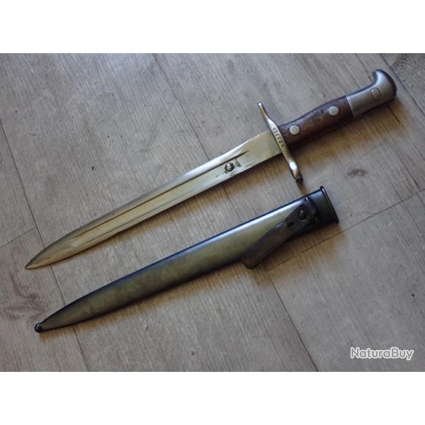 273314 Baionnette Suisse pour fusil Schmidt Rubin 1889 modifi� 1899 : RIVET SUR LA LAME