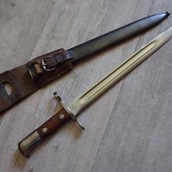 174175 / 790 Baionnette Suisse Mdle 1889 avec double num&eacute;rotation : fusil Rubin 1889 ou 96/11 + PF