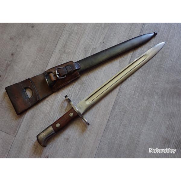 174175 / 790 Baionnette Suisse Mdle 1889 avec double num�rotation : fusil Rubin 1889 ou 96/11 + PF