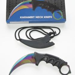 Couteau Karambit Lame Acier Inox Finition Spectrum Manche ABS Etui FRN  431RB