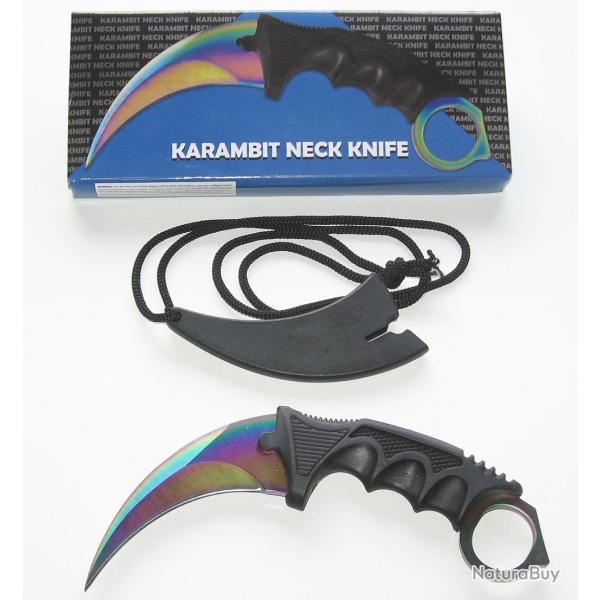 Couteau Karambit Lame Acier Inox Finition Spectrum Manche ABS Etui FRN  431RB