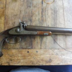 pistolet poudre noire a amorces double canon calibre 18 ou 19mm super &eacute;tat.