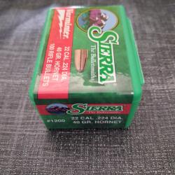 Ogives Sierra .224 Hornet 40gr SMP - R&eacute;f #1200 (Bo&icirc;te neuve)