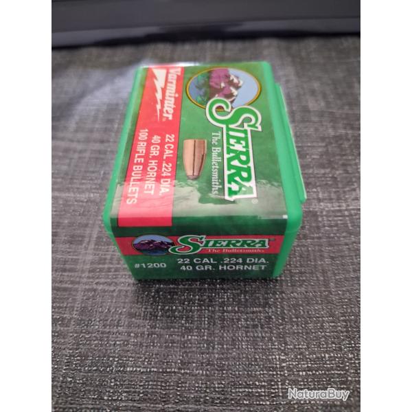 Ogives Sierra .224 Hornet 40gr SMP - R�f #1200 (Bo�te neuve)