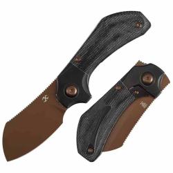 Couteau Kansept Pluto Lame Acier CPM S90V Rose Gold Manche Titane Micarta Noir Bolster Lock K3129A4