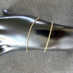 Bracelet de cheville en or massif 14 carats - maille corde - 29 cm