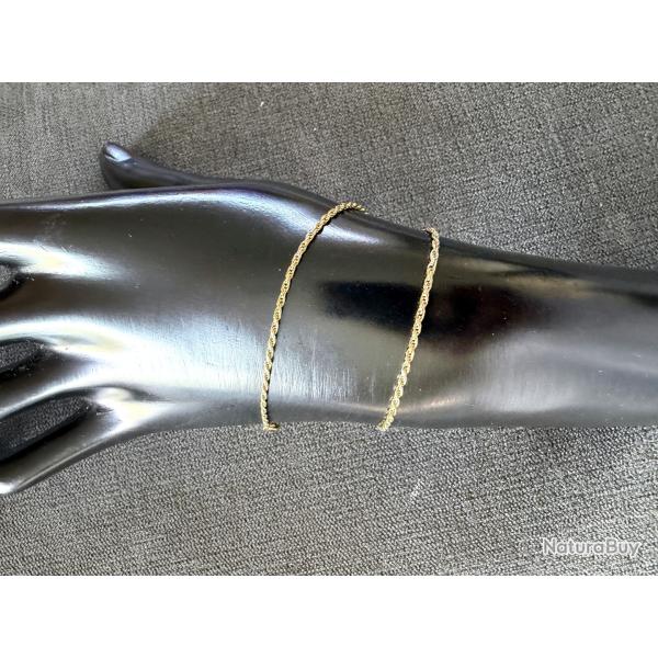 Bracelet de cheville en or massif 14 carats - maille corde - 29 cm