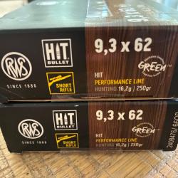 Rws 9,3x62 Hit Short Rifle 250gr (lot de 6 boites)