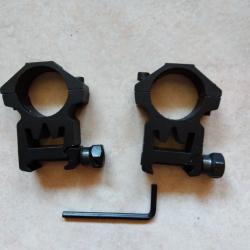 A SAISIR - Colliers de montage pour lunette de 25.4 mm sur embase de 21mm NEUFS