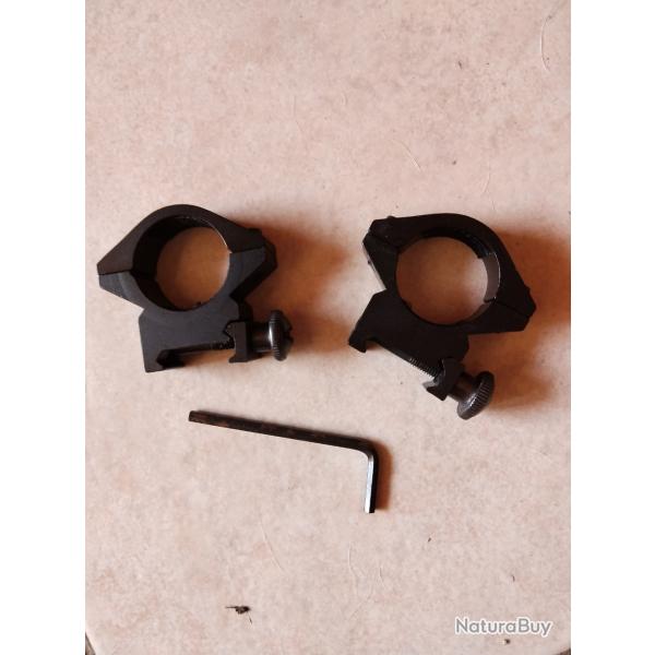 A SAISIR - Colliers de montage bas pour lunette de 25.4 mm sur embase de 21mm NEUFS