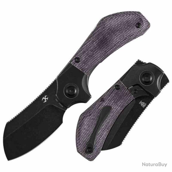 Couteau Kansept Pluto Lame Acier CPM S90V Manche Titane Micarta Purple Bolster Lock K3129A2