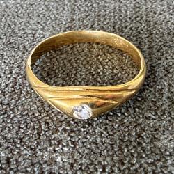 Bague solitaire or 18 carats avec pierre blanche - taille 55