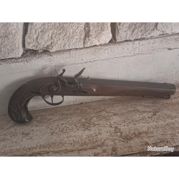 Pistolet a silex americaine modele Kentucky 44 a poudre noire pour dec� n 1