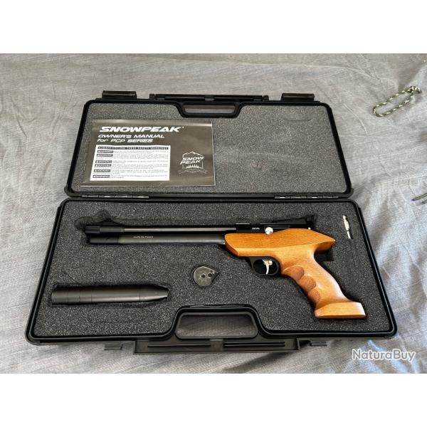 Snowpeak PP800R pcp cal 5.5 plombs 12J �tat neuf. Complet avec mallette Dan Wesson