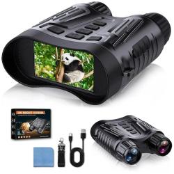 Jumelles Vision Nocturne 4K 36MP Zoom 8x IR 850nm Port&eacute;e 300m &Eacute;cran 2" Carte SD 32Go Incluse Noir