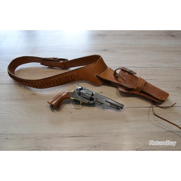 Superbe ensemble "COLTMAN - 1851 NAVY SHERIFF" 6 coups en calibre 36 - Avec holster & ceinturon cuir