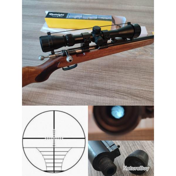 Magnifique et en super �tat carabine 22lr monocoup Manuarm canon filet� + lunette tir 3-9X40 neuve