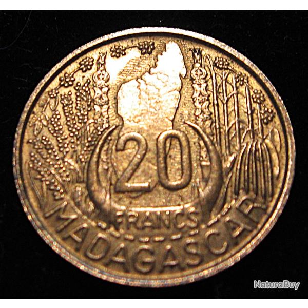 Madagascar,piece de 20 francs de 1953 (bronze  d'aluminium) 23,5 mm