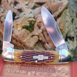 Couteau Canif Rough Rider Canoe Amber Jigged Bone 2 Lames Acier 440 Manche Os Slip Joint