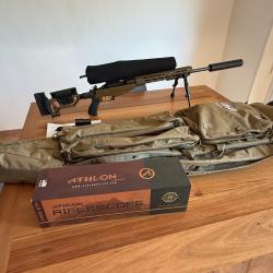 Lot complet Tikka T3x TAC A1 + lunette ATHLON ARES ETR UHD 4,5-30x56 + Drag bag + MDS + bi pied