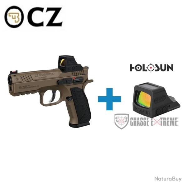 Pistolet CZ Shadow 2 Compact + Point Rouge Holosun Cal 9x19
