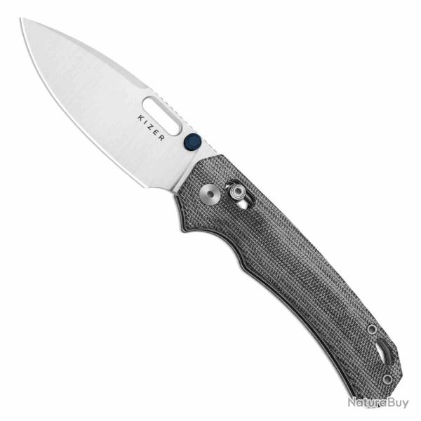 Couteau Kizer Outposter Lame Drop Point Acier Nitro-V Manche Micarta Clutch Lock Clip KIV3802CDA1