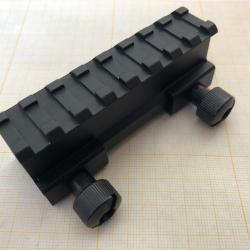 Rail picatinny avec r&eacute;hausse haute, 8 slots en aluminium