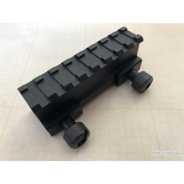 Rail picatinny avec r�hausse haute, 8 slots en aluminium