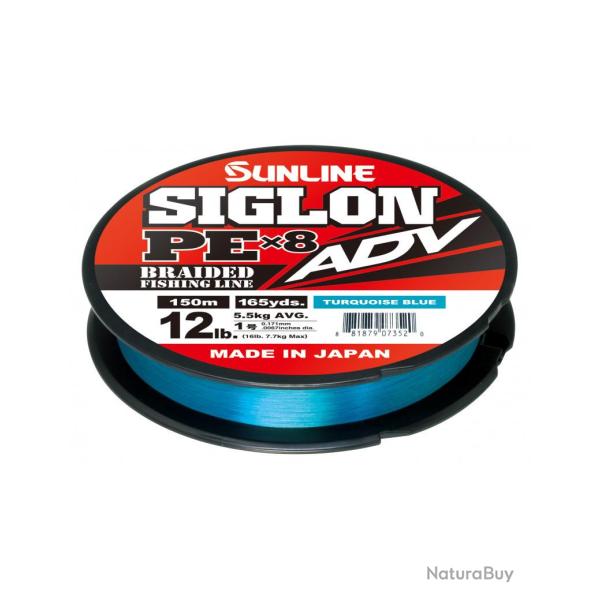 Sunline Siglon Braid adv 8x sunline siglon braid adv 8x bleu turquoise - 300m pe 1.0 16lb