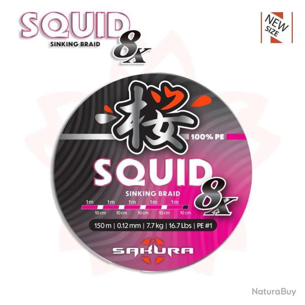 Squid 8 pink 150m sakura squid 8 pink 150m pe 0.8 / 0.10 mm / 6 kg 13.2 lbs