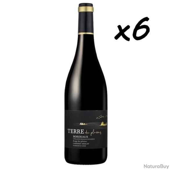 Terre de plaines cuv�e "Rouge des plaines" AOP Bordeaux, 2025, 6 bouteilles, Livraison gratuite