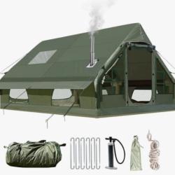 Tente gonflable 8 personnes avec po&ecirc;le/r&eacute;chaud &agrave; bois portable