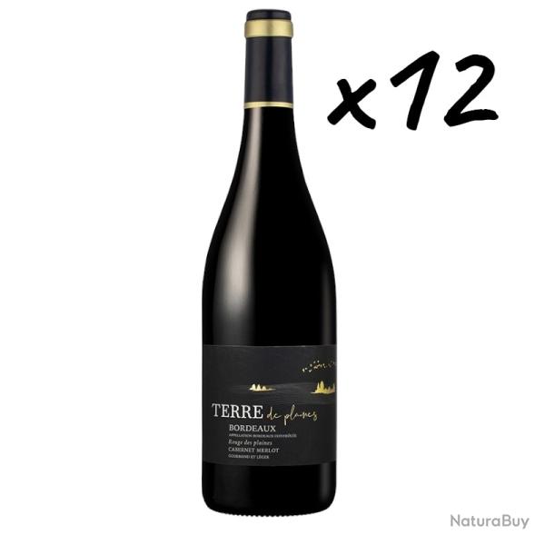 Terre de plaines cuv�e "Rouge des plaines" AOP Bordeaux, 2025, 12 bouteilles, Livraison gratuite