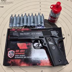 Pack pistolet &agrave; plomb GAMO pistolet red alerte RD-1911 cal.4.5 10 c02 et billes