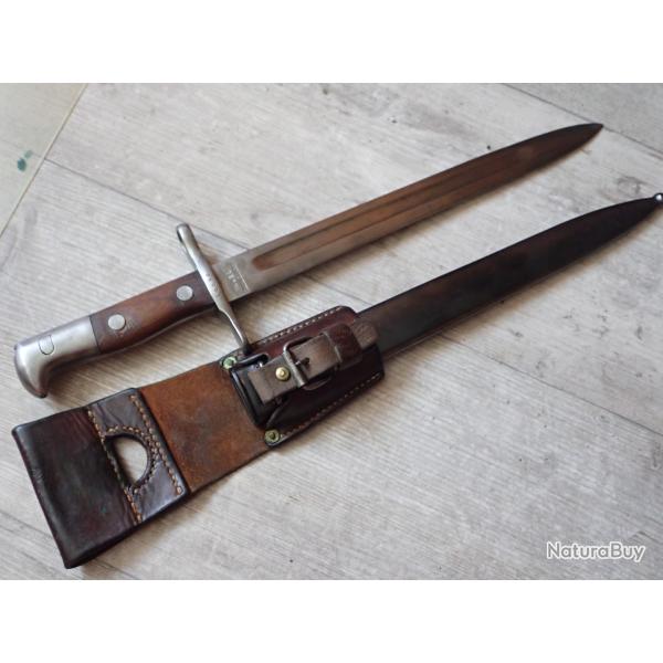 84804 Baionnette Suisse Mdle 1889 pour fusil Rubin 1889 ou 96/11 + PF cuir