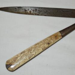 GRAND COUTEAU PLIANT VENDETTA SIGNEE POUDRILLE-XIX&deg; SIECLE-COUTEAU DE COLLECTION DE THIERS.
