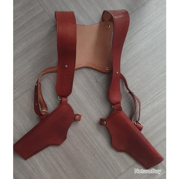 Double holster d'epaule/dos en cuir [Revy Black Lagoon]