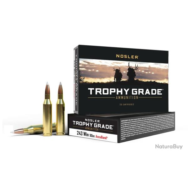 Cartouches NOSLER calibre 243 Win trophy accubond 90gr x20