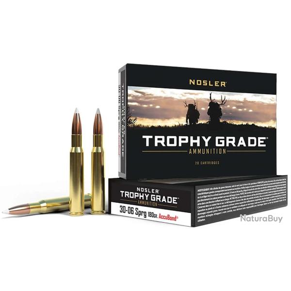 Cartouches NOSLER calibre 30-06 sprg trophy accubond 180gr x20