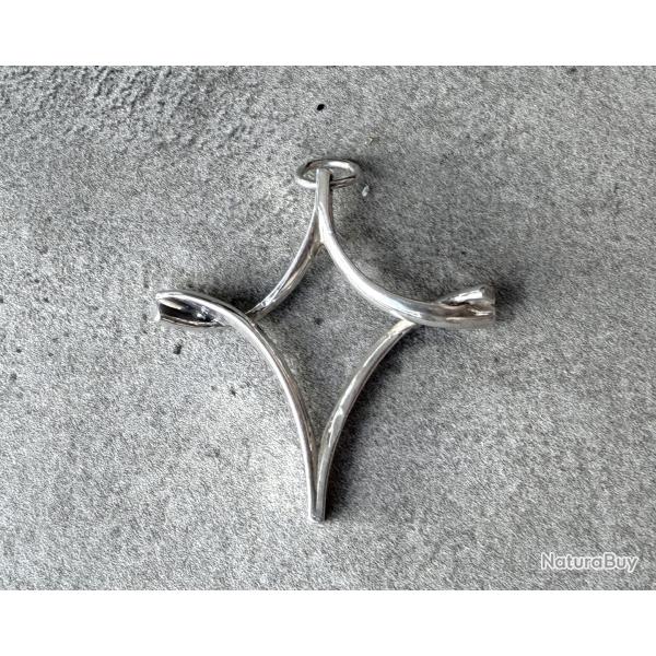 Pendentif argent massif neuf - �toile ou de croix stylis�e - bijou mixte